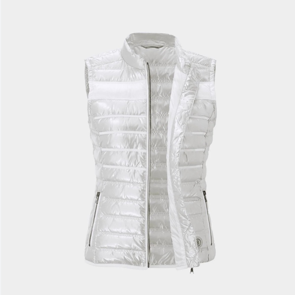 Women's White silverQuilted Vest Bogner Sport Kris Down Vest for Women - Silver